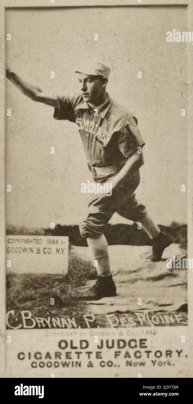 Charles Brynan, Des Moines Team, baseball card portrait, circa 1890