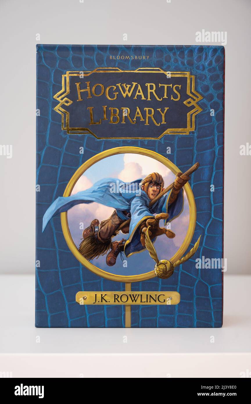 Calgary, Alberta - April 9, 2022: A Hogwarts Library box set. The novels were written by J.K. Rowling. Stock Photo