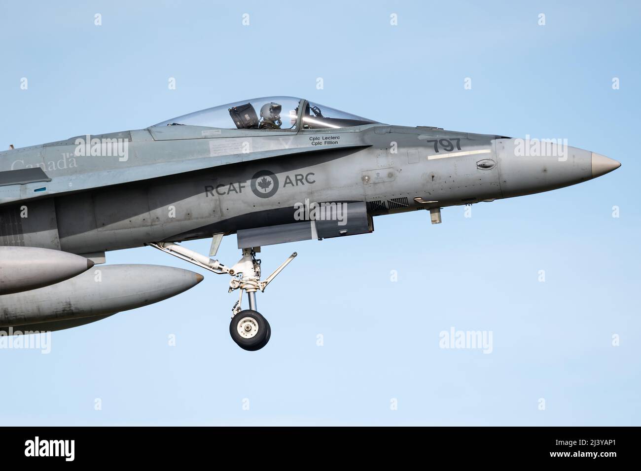 A McDonnell Douglas CF-18 Hornet fighter jet of the Royal Canadian Air Force. Stock Photo