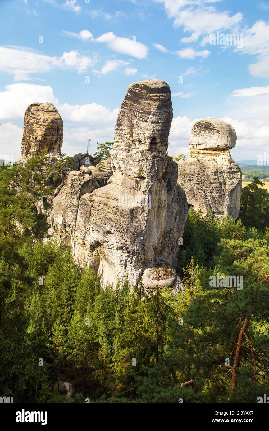 Hruboskalske skalni mesto rock panorama, sandstone rock city, Cesky raj, czech or Bohemian paradise, Czech Republic Stock Photo