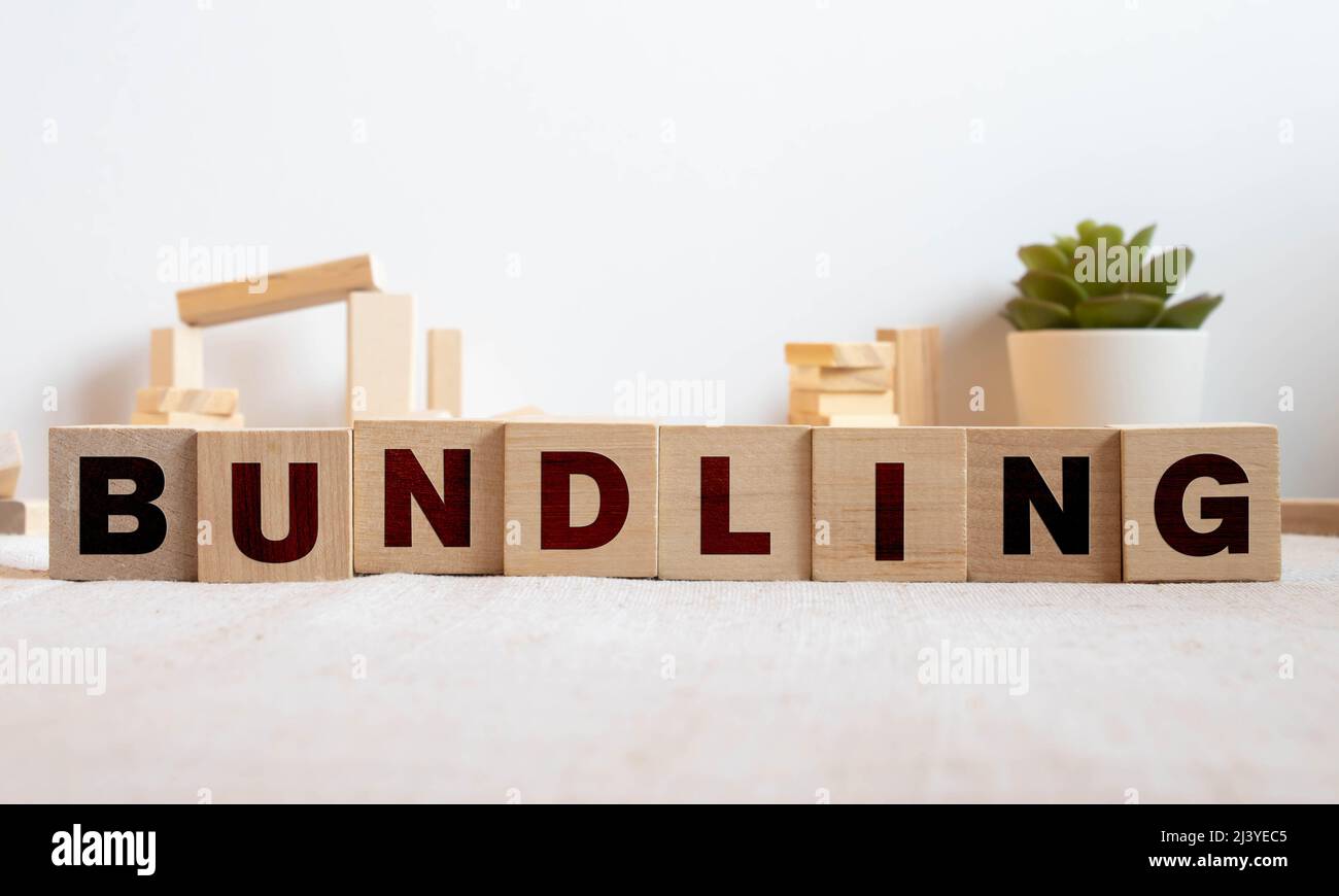 BUNDLE word made with building blocks isolated on white Stock Photo - Alamy
