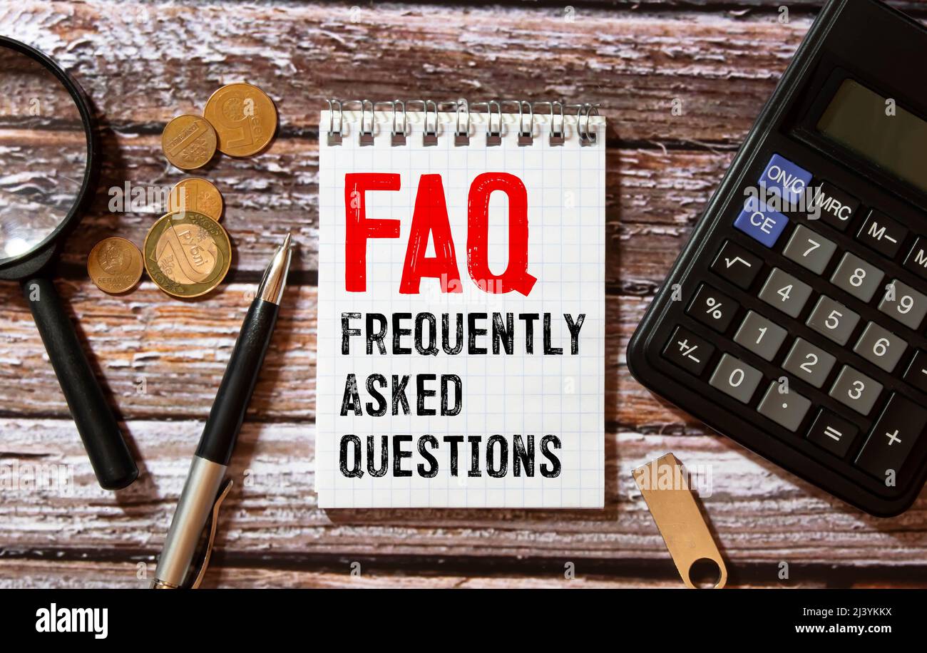Check out the Frequently Asked Questions FAQ section Stock Photo - Alamy
