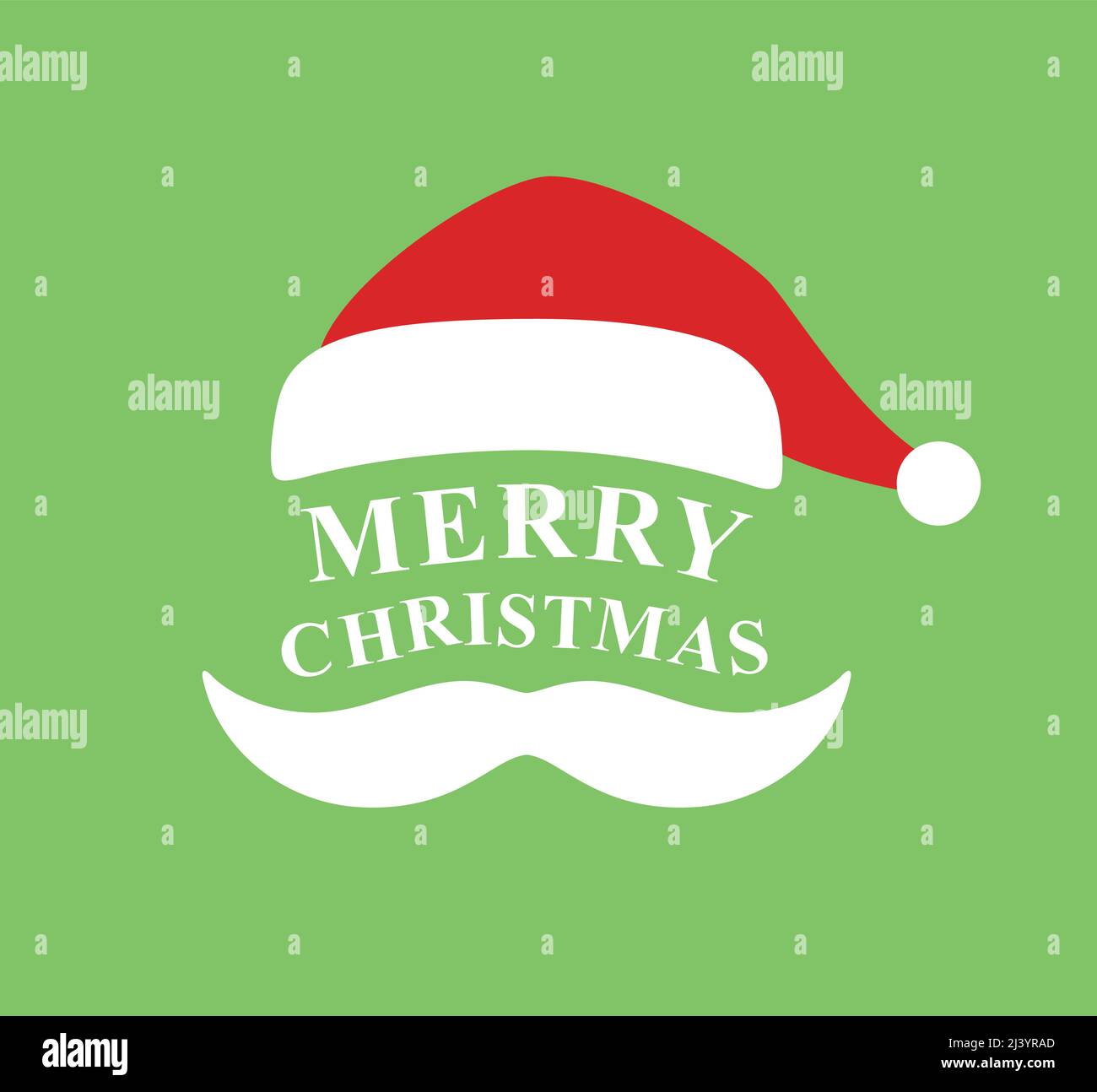 Merry Christmas concept with Christmas hat and Santa white beard Stock Vector
