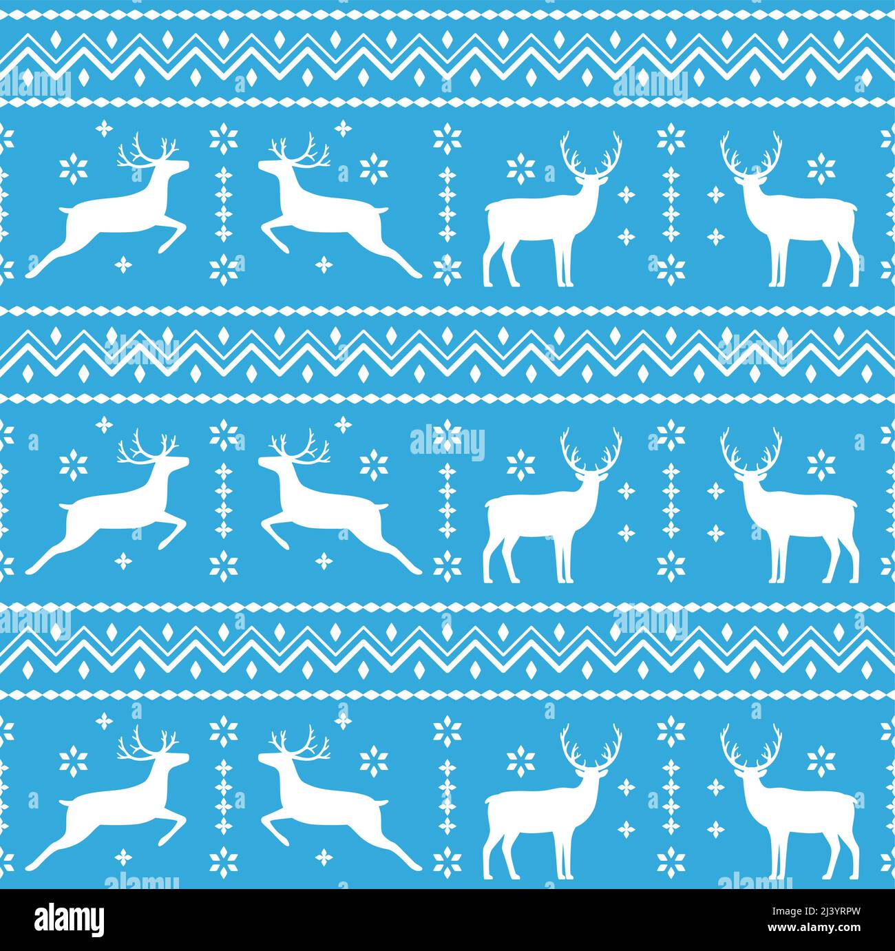 Cute deer on the knitting pattern, nordic seamless Christmas pattern ...