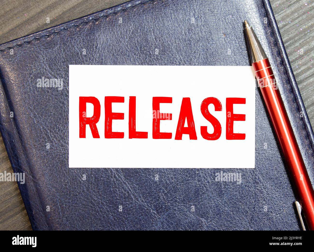 Business concept. Notebook with text RELEASE sheet of white paper for ...