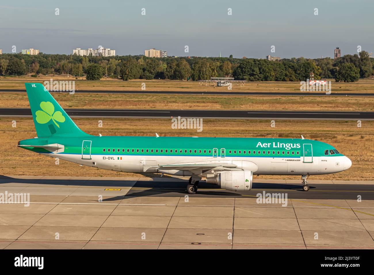Berlin, Germany - September 15, 2018: Aer Lingus Airbus A320-214 aircraft taxiing at Tegel Airport Stock Photo