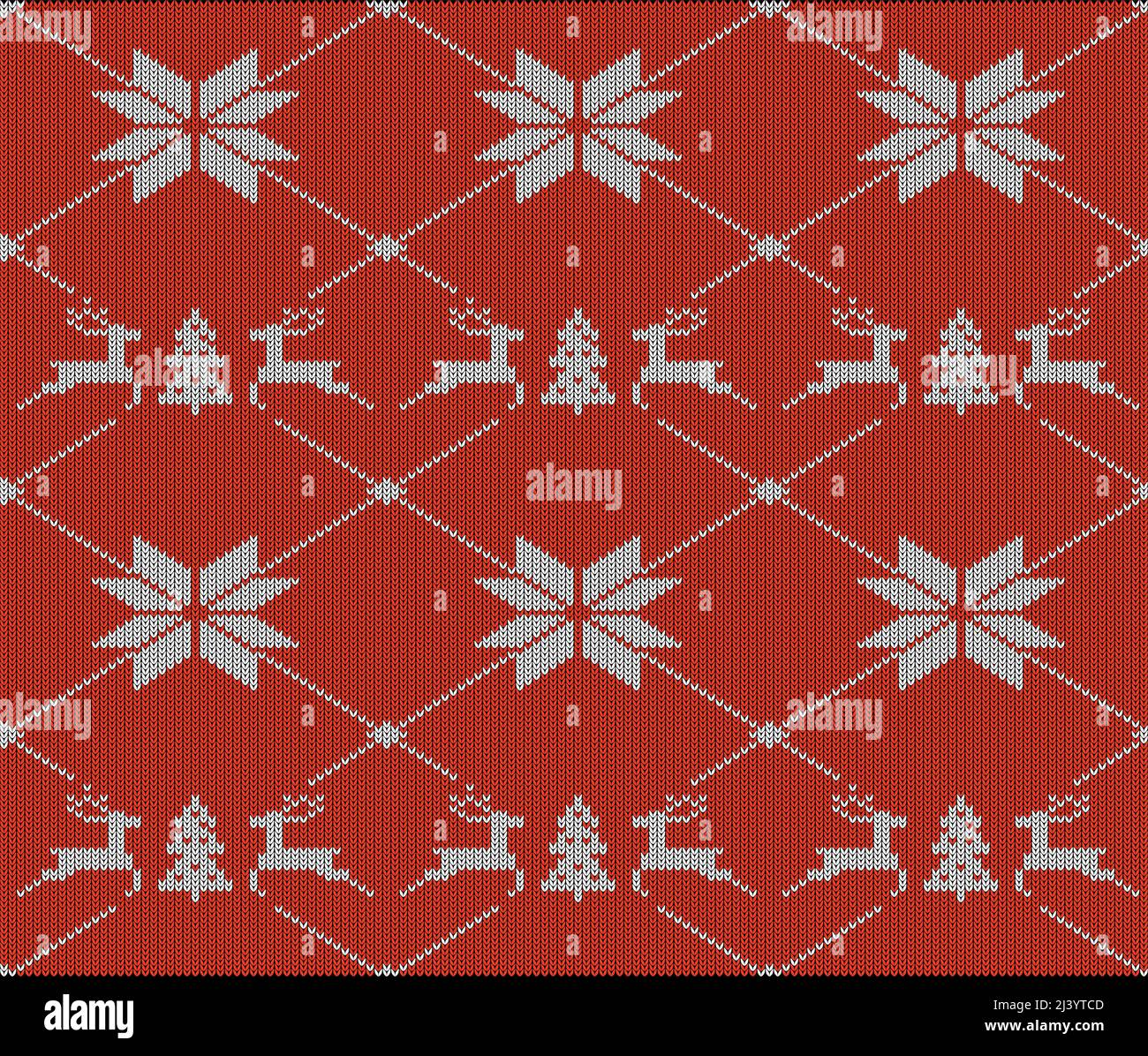 Cute deer on the knitting pattern, nordic seamless Christmas pattern ...