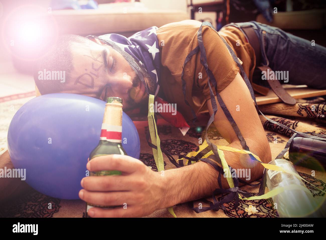 This is how you party. Real party of guys and girls getting drunk. Stock Photo