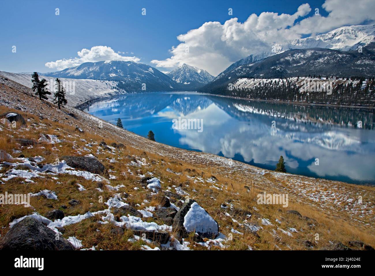 Wallowa Lake from the east moraine, Wallowa Lake, Oregon Stock Photo