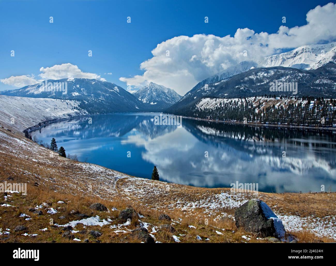 Wallowa Lake from the east moraine, Wallowa Lake, Oregon Stock Photo