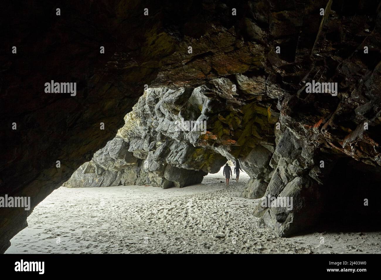 Sea Cave, Doctors Point, near Dunedin, South Island, New Zealand Stock Photo
