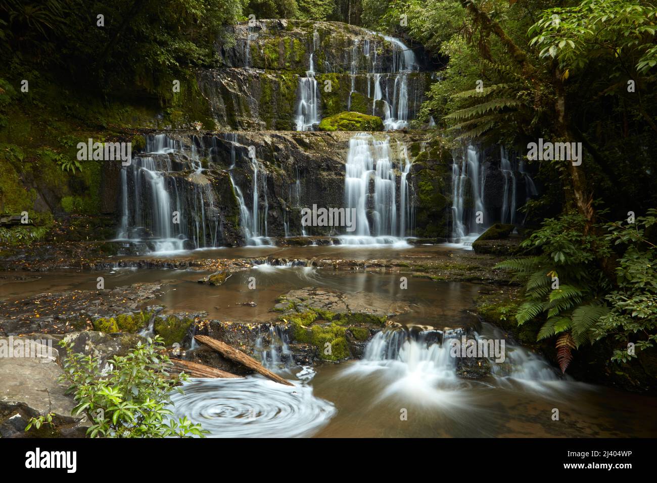 Purakaunui Falls, Catlins, South Otago, South Island, New Zealand Stock Photo