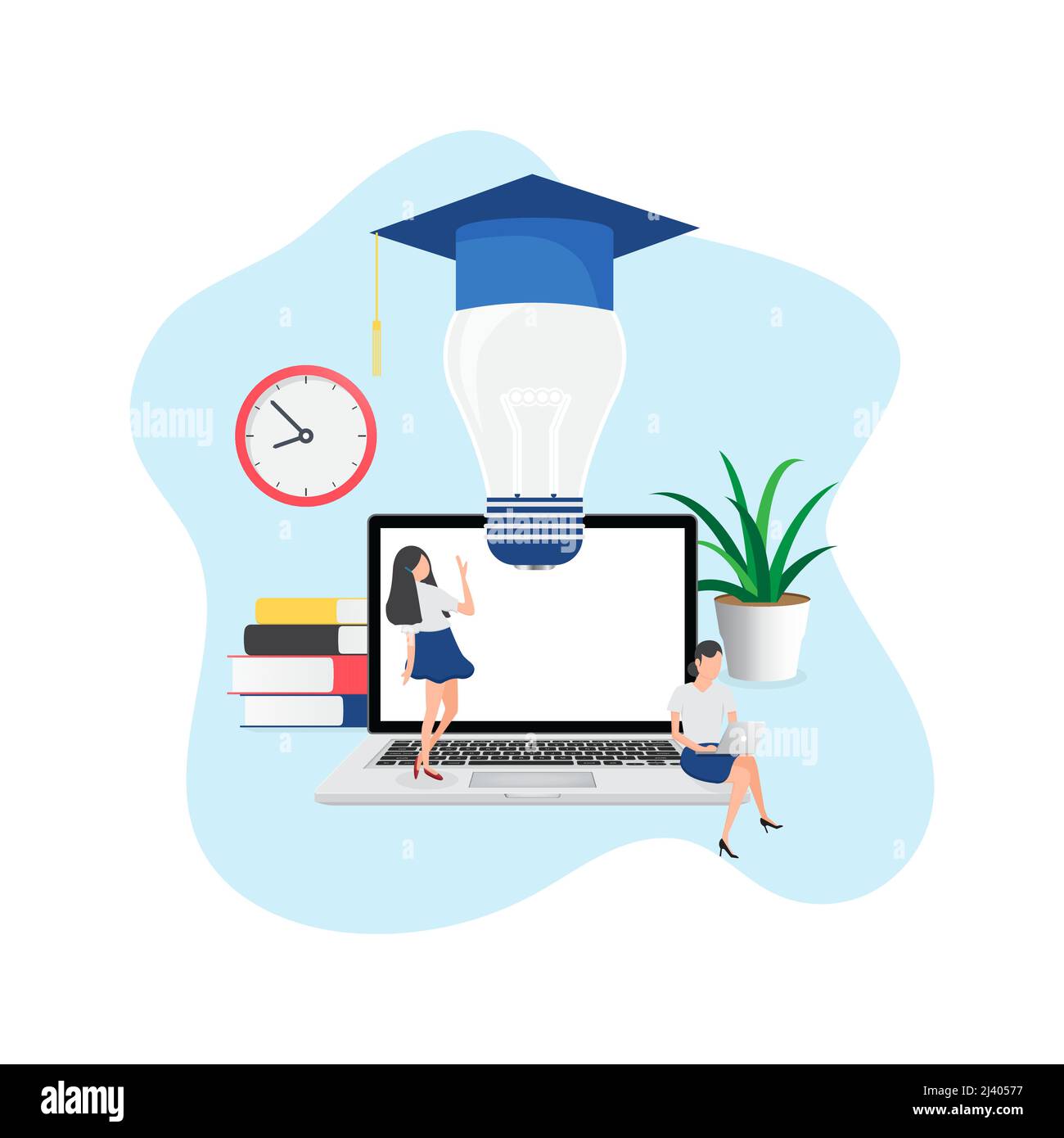 Flat design concept of online education, training and courses, learning, video tutorials. Vector illustration for website banner, marketing material, Stock Vector