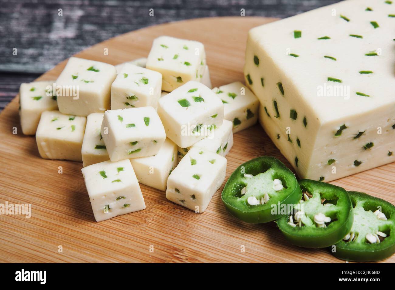 Mexican Chihuahua cheese with jalapeño or mennonite spicy cheese from