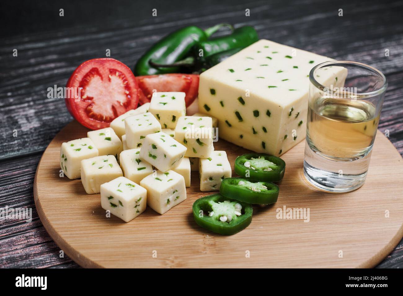 Mexican Chihuahua cheese with jalapeño or mennonite spicy cheese from