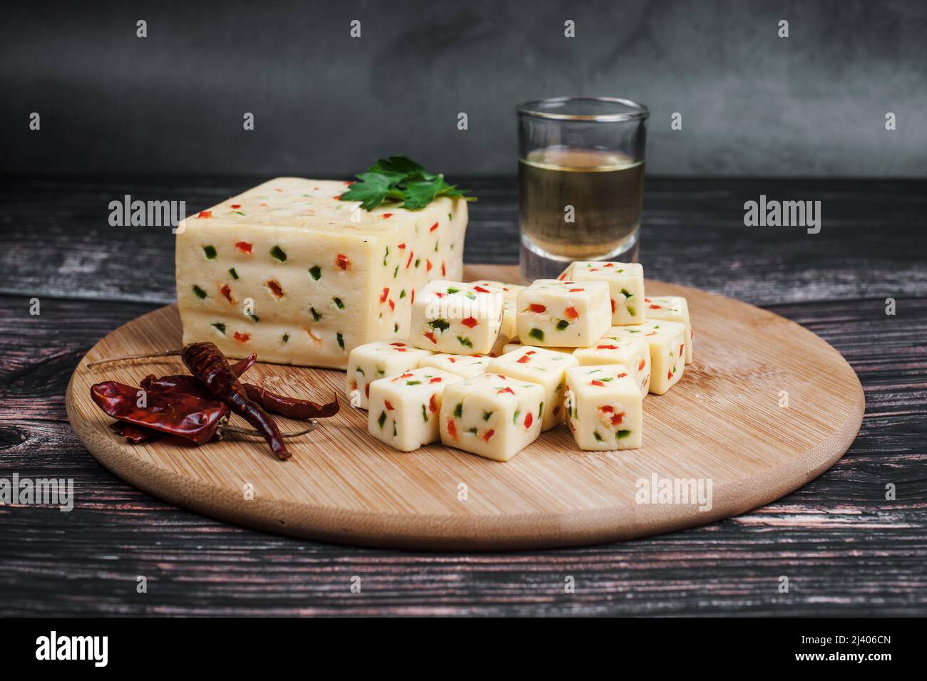 Mexican Chihuahua cheese with jalapeño or mennonite spicy cheese from