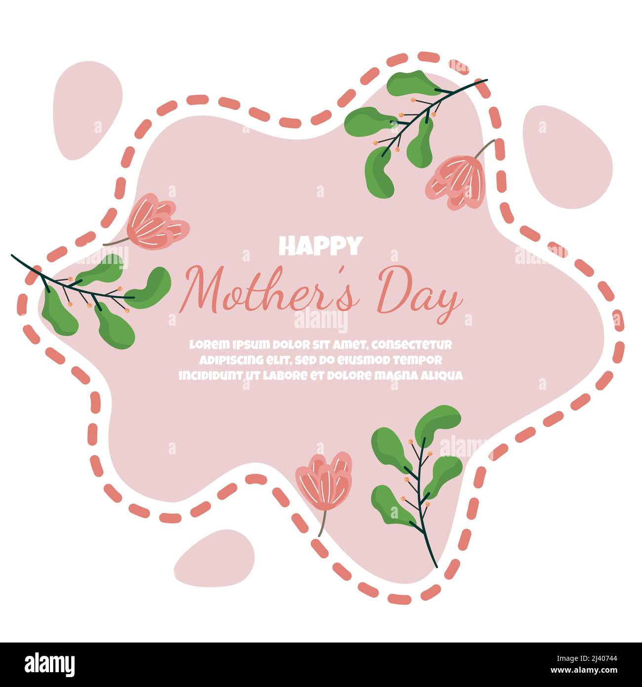 Happy Mother's Day Flower Floral Card Flat Illustration Stock Vector