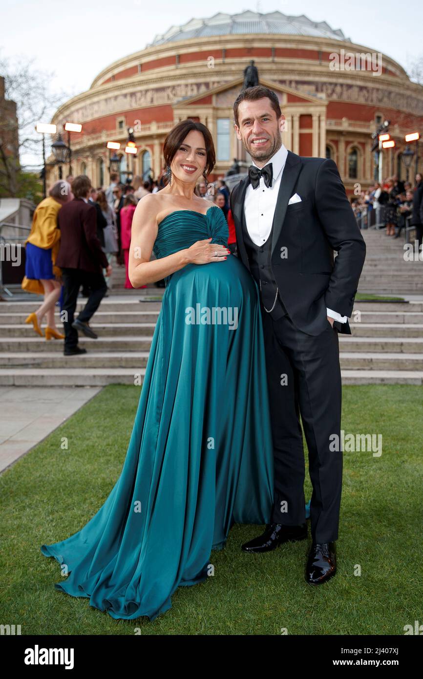 Actor Kelvin Fletcher and his pregnant wife Liz Marsland arrive at the