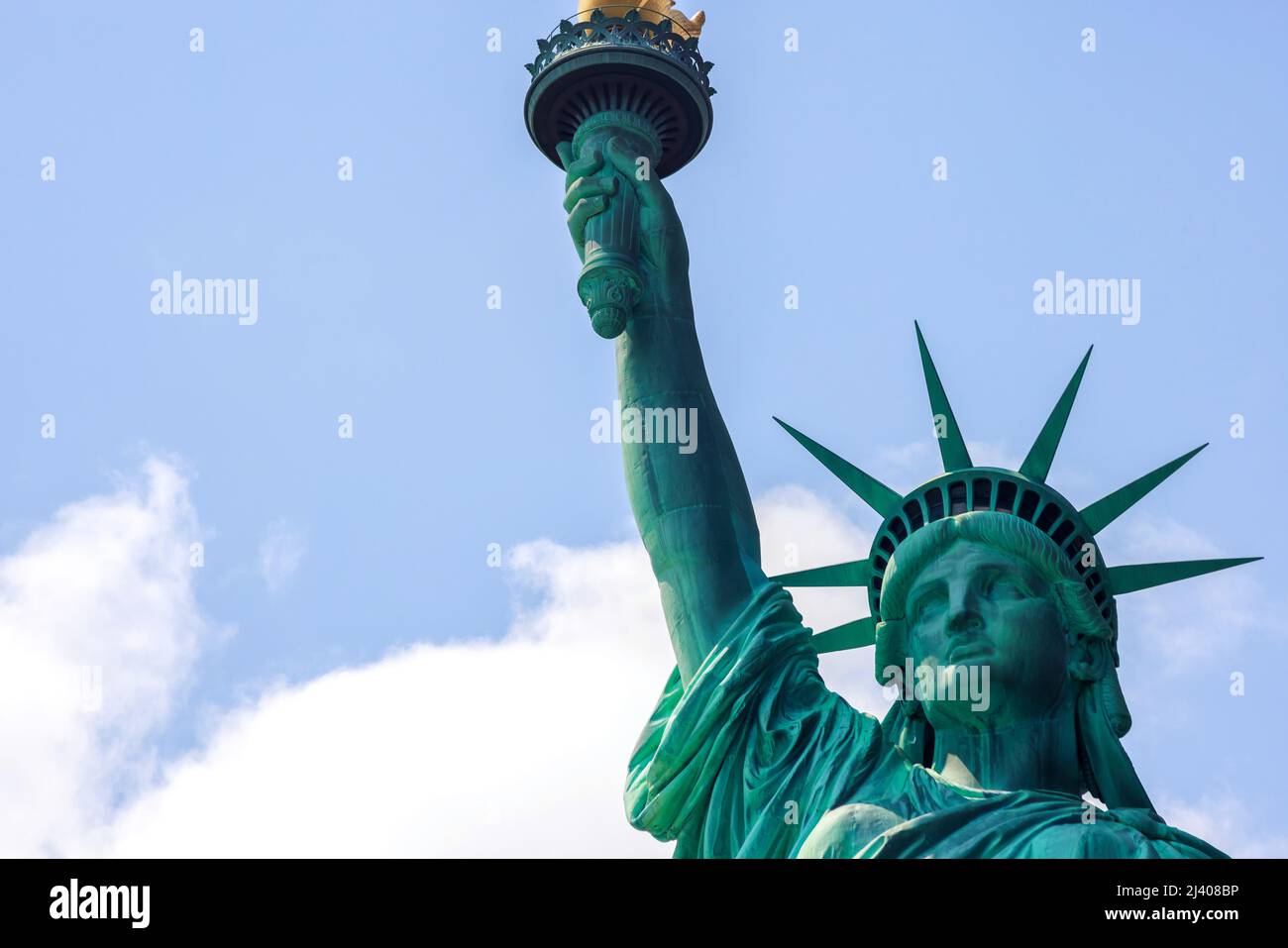 Close up of the Statue of Liberty in New York City. Famous place of