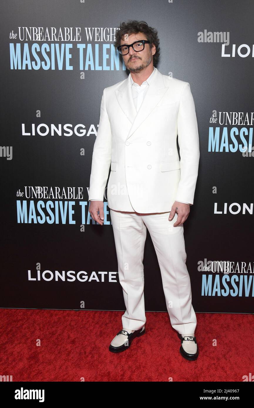 New York, USA. 10th Apr, 2022. Pedro Pascal attends the New York premiere  of "The Unbearable Weight of Massive Talent" at Regal Essex Crossing in New  York, NY, April 10, 2022. (Photo