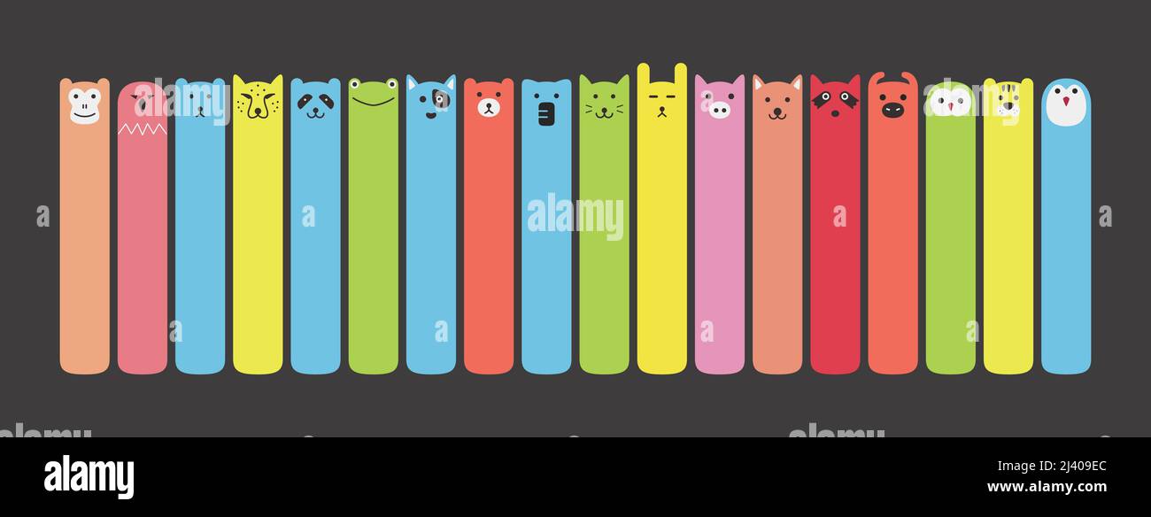 Animal face label icon design set Stock Vector