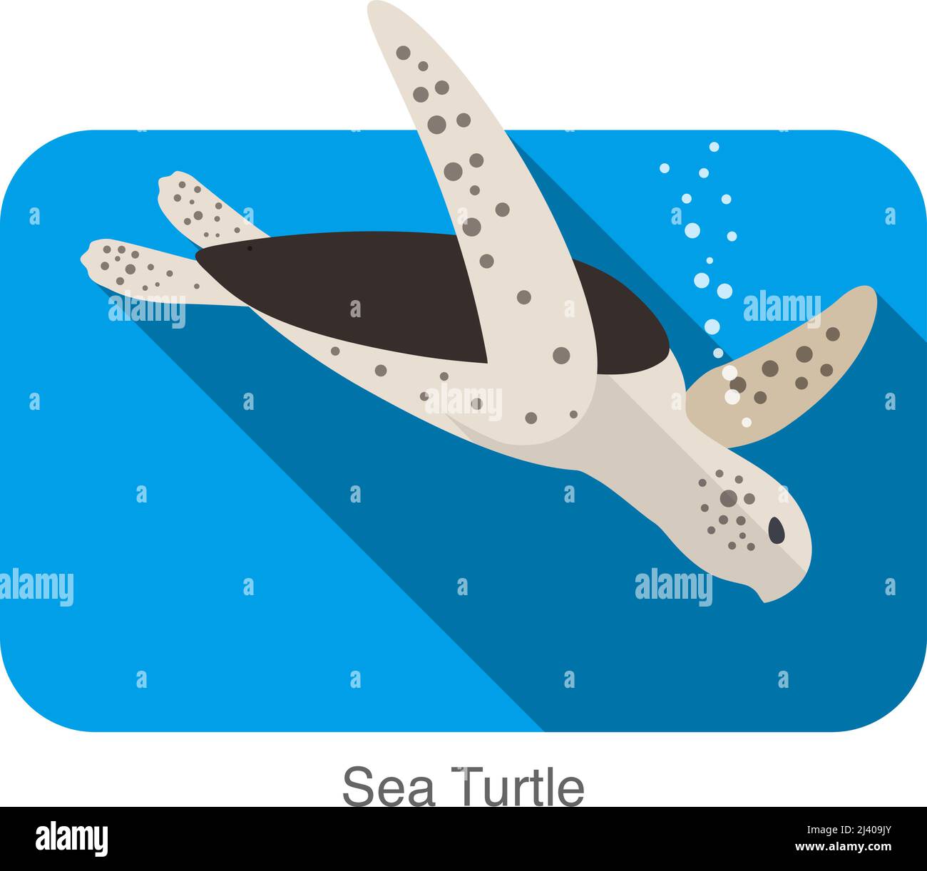 Sea Turtle swimming in the sea, flat illustration vector Stock Vector ...