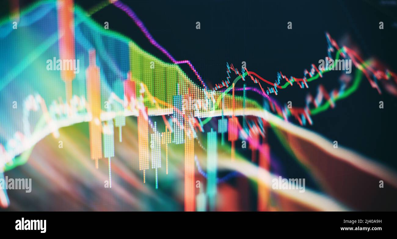 Economic graph with diagrams on the stock market, for business and