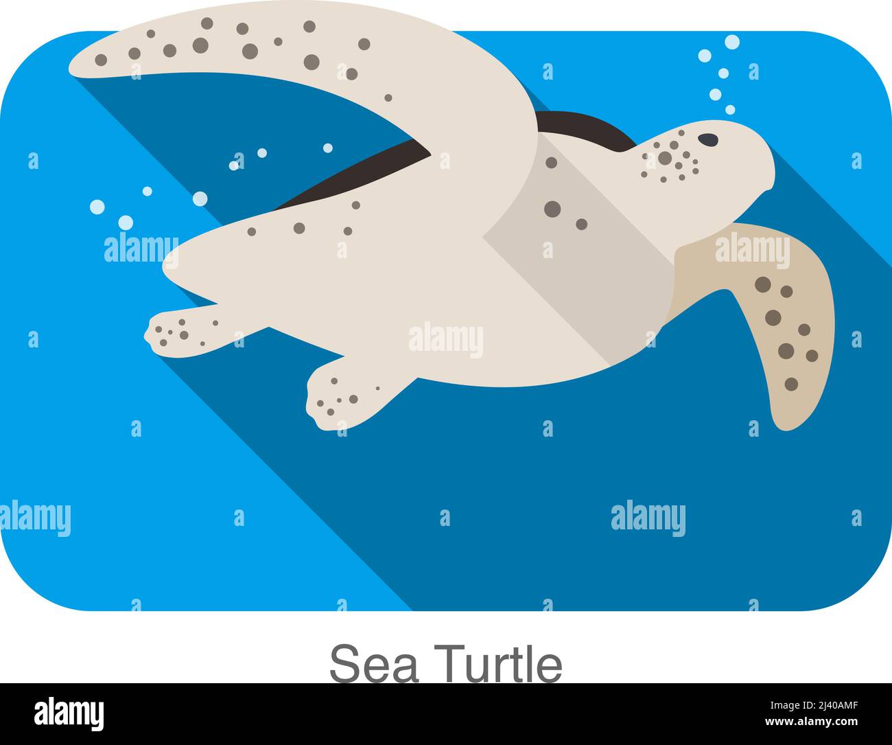 Sea Turtle swimming in the sea, flat illustration vector Stock Vector ...