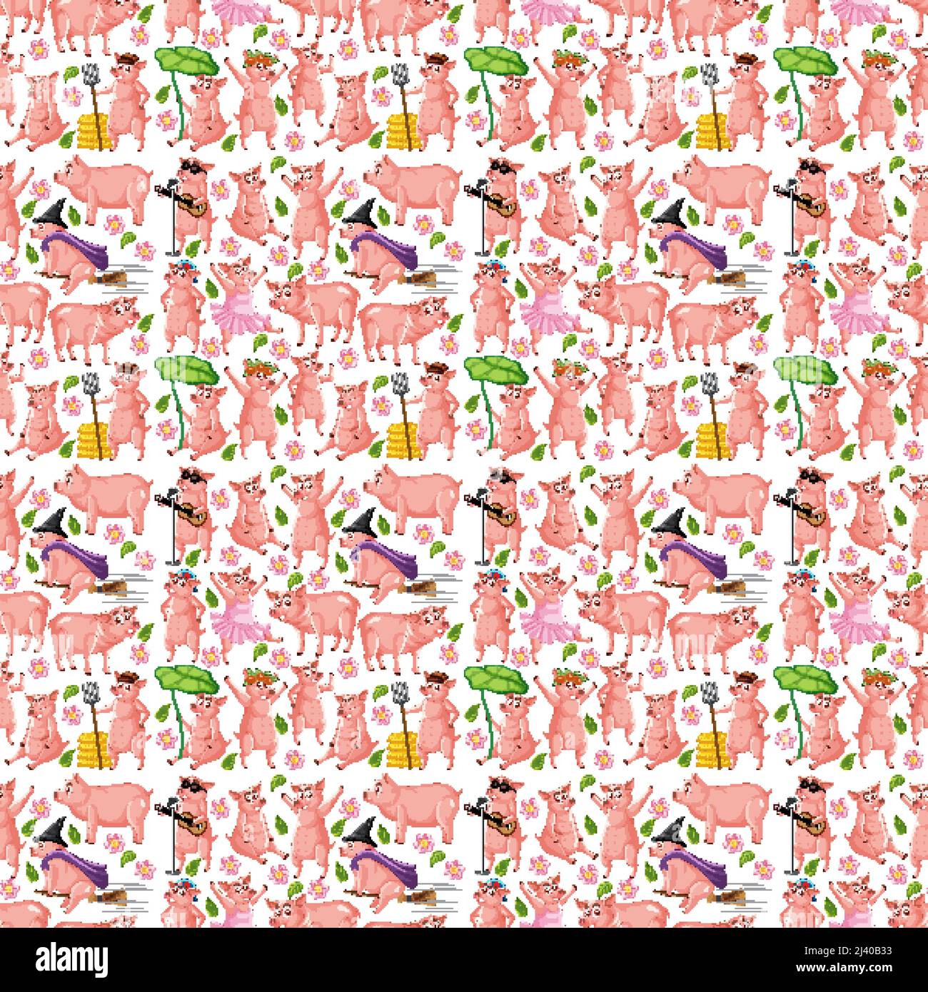 Cute animals cartoon seamless background illustration Stock Vector ...