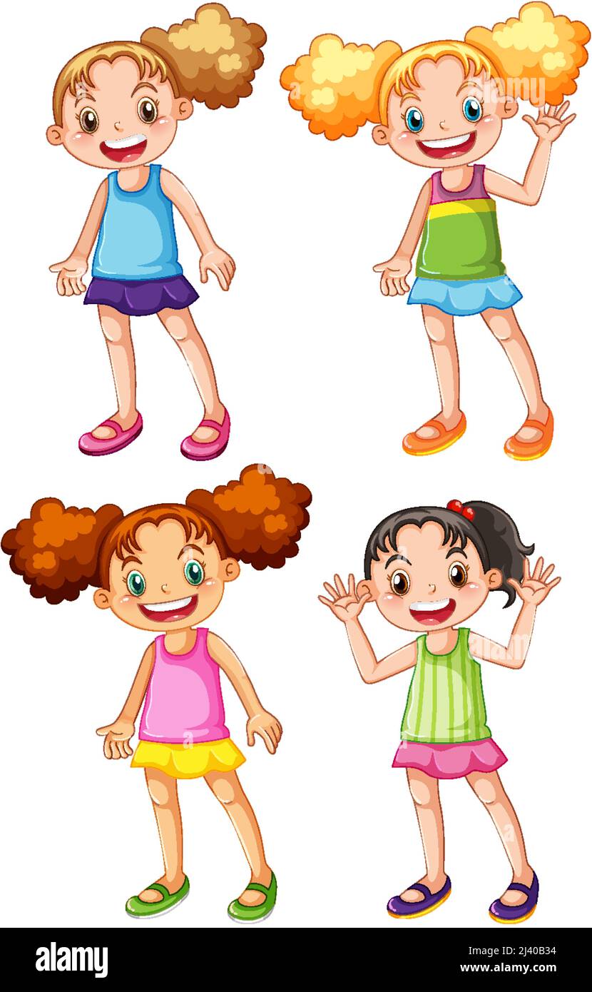 Cute happy girl cartoon character illustration Stock Vector Image & Art ...