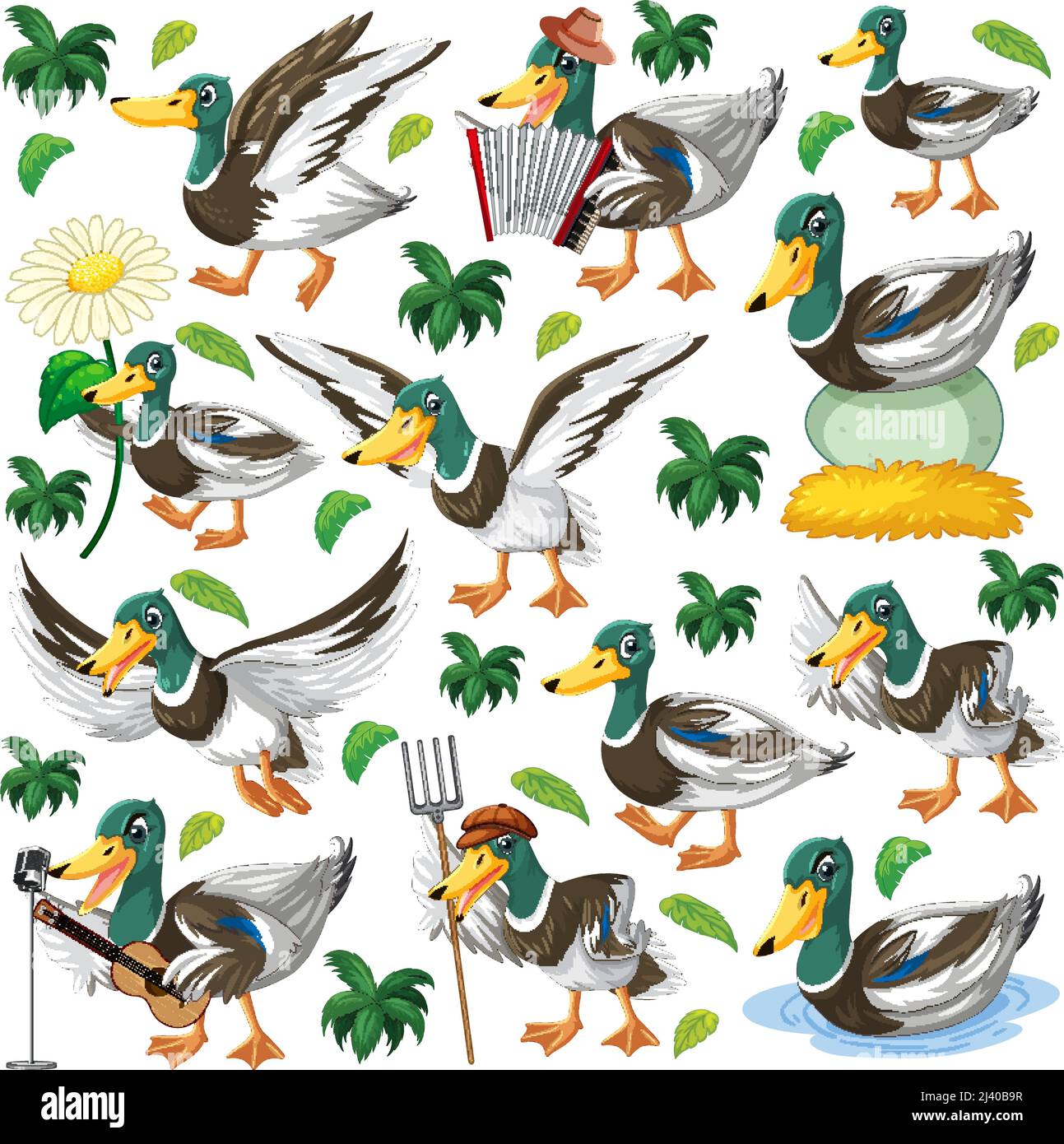 Seamless pattern with cute animals illustration Stock Vector Image ...