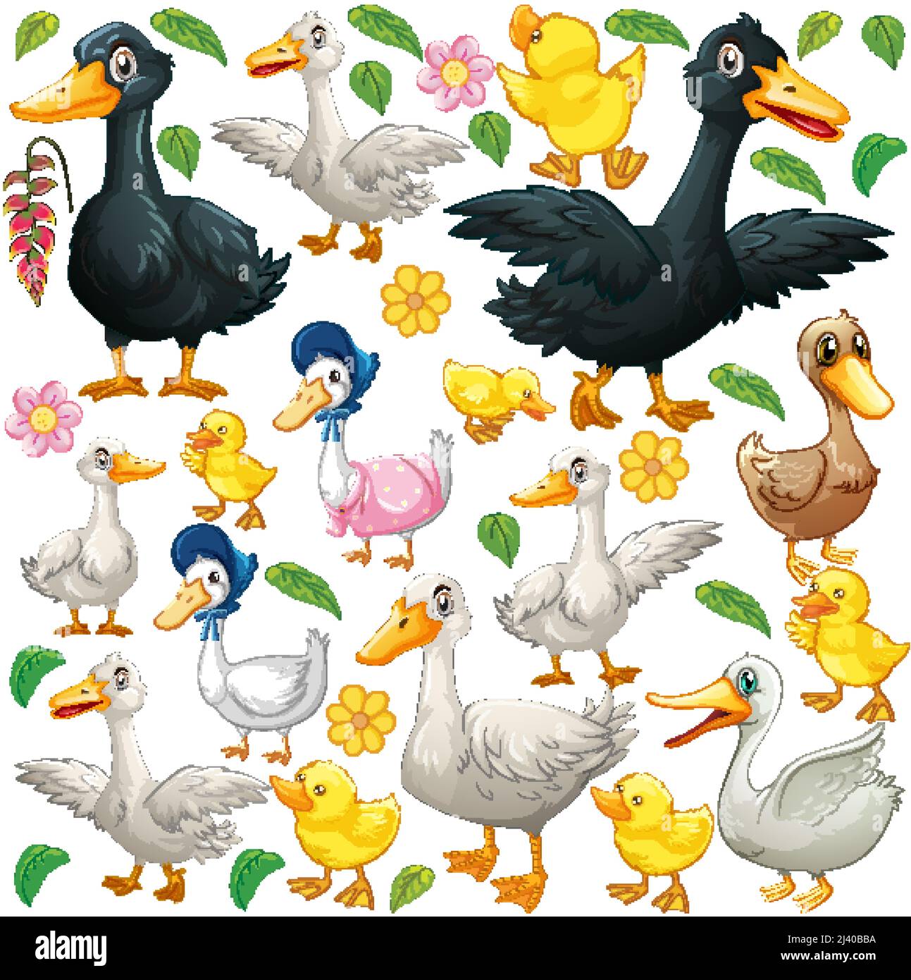 Cute animals set on white background illustration Stock Vector Image ...