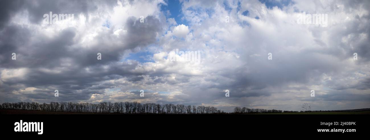 Panorama of blue sky with white clouds Stock Photo - Alamy