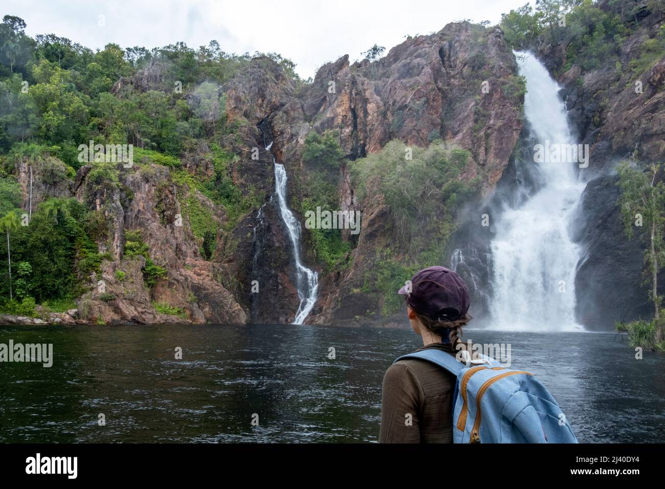 Tourist at the Wangi Falls, Litchfield National Park, Northern Territory, Australia Stock Photo
