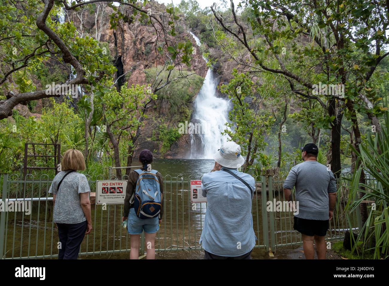 Tourists at the Wangi Falls, Litchfield National Park, Northern Territory, Australia Stock Photo