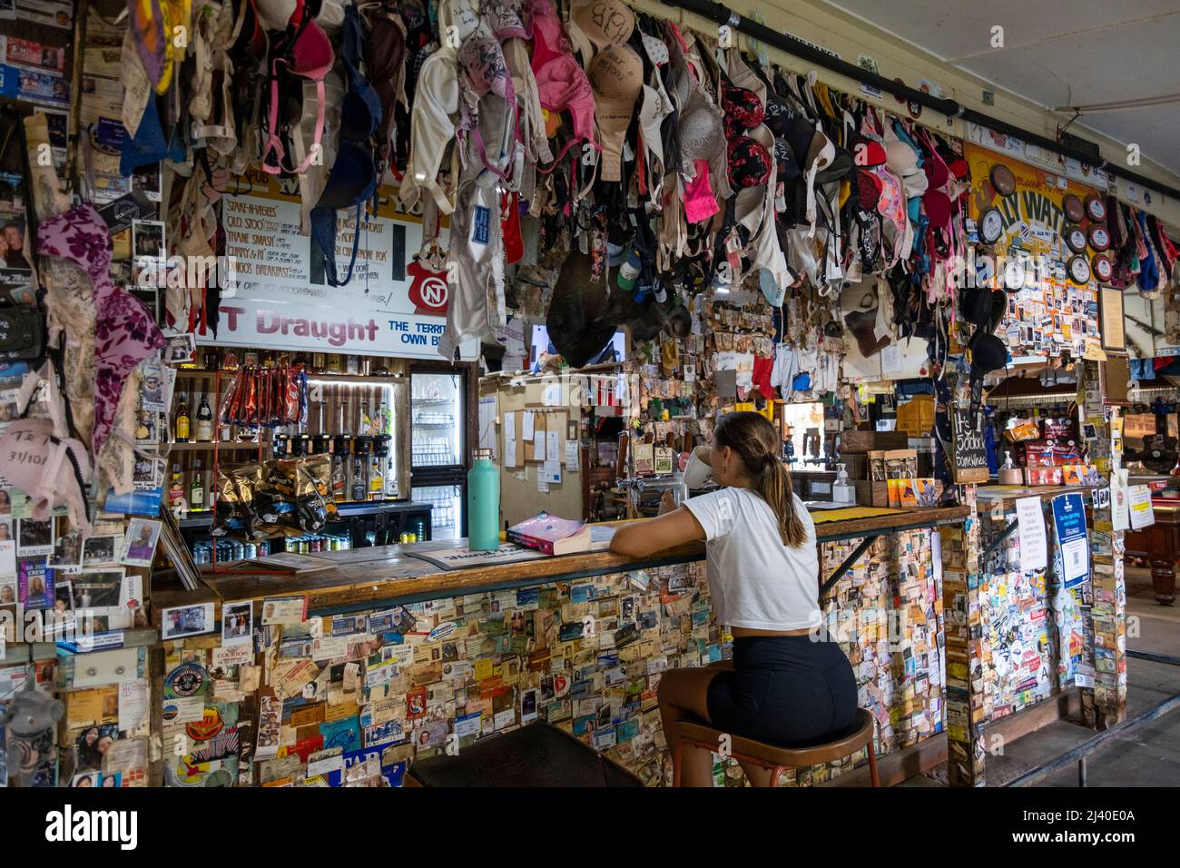 The Daly Waters pub decorated with memorabilia in the Northern Territory, Australia Stock Photo