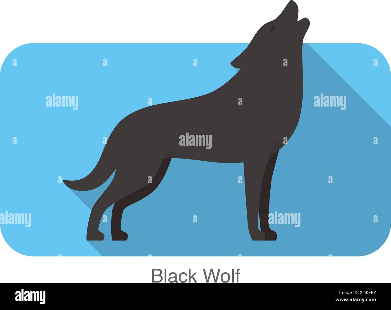 Black wolf standing and roaring Stock Vector