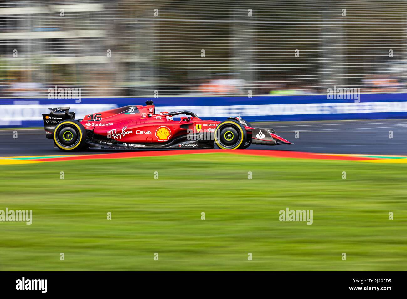 Melbourne, Australia. 10th Apr, 2022. Charles Leclerc of Monaco drives the number 16 Ferrari F1-75 during the 2022 Australian Grand Prix at the Albert Park Grand Prix circuit. Credit: SOPA Images Limited/Alamy Live News Stock Photo