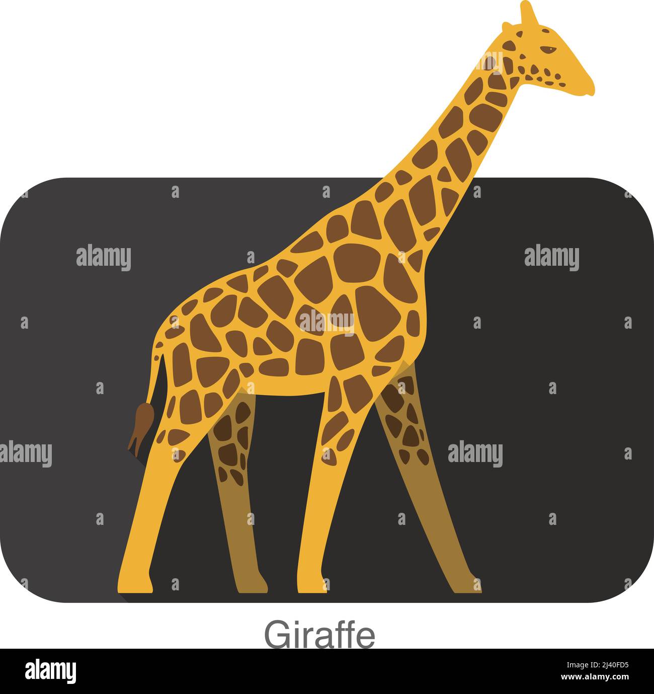 Giraffe walking flat icon design, vector illustration Stock Vector