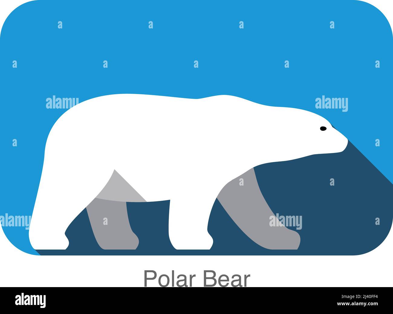 Polar bear walking side flat 3D icon design, vector illustration Stock Vector