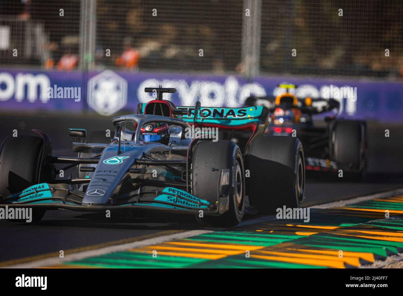 Russell of Great Britain drives the number 63 Mercedes AMG