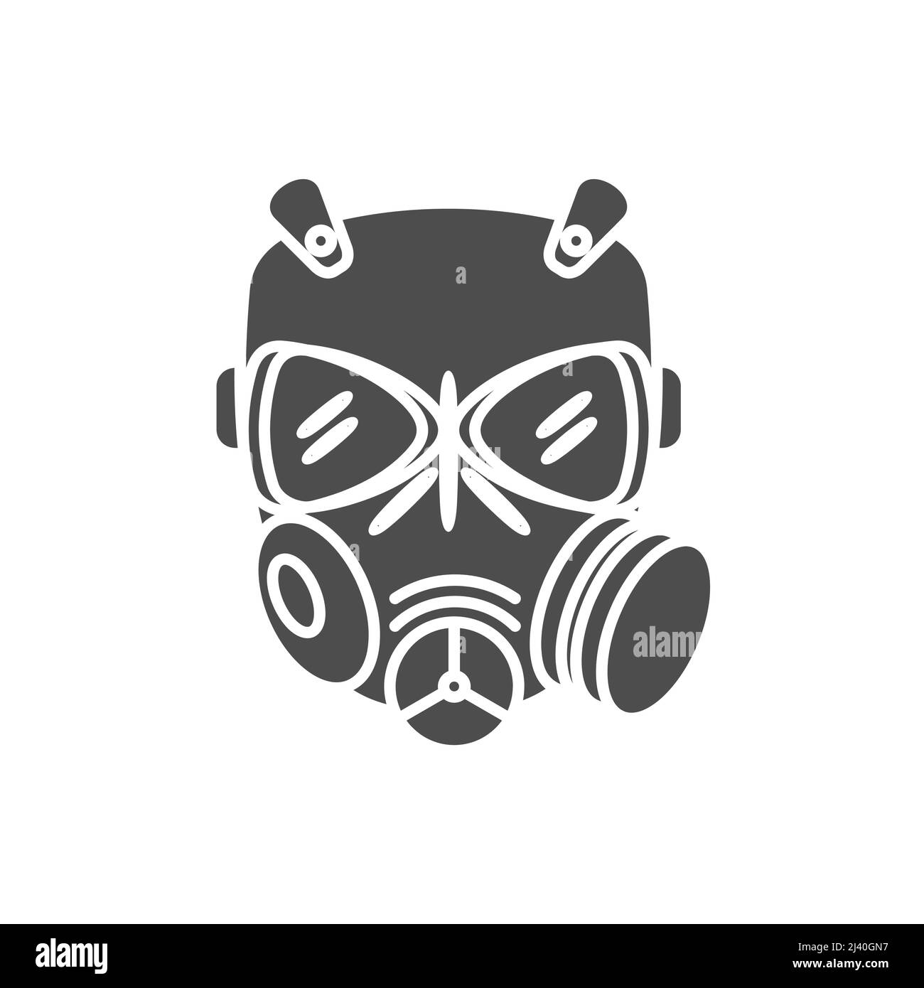 Protection gas mask, vector flat paintball or airsoft icon Stock Vector