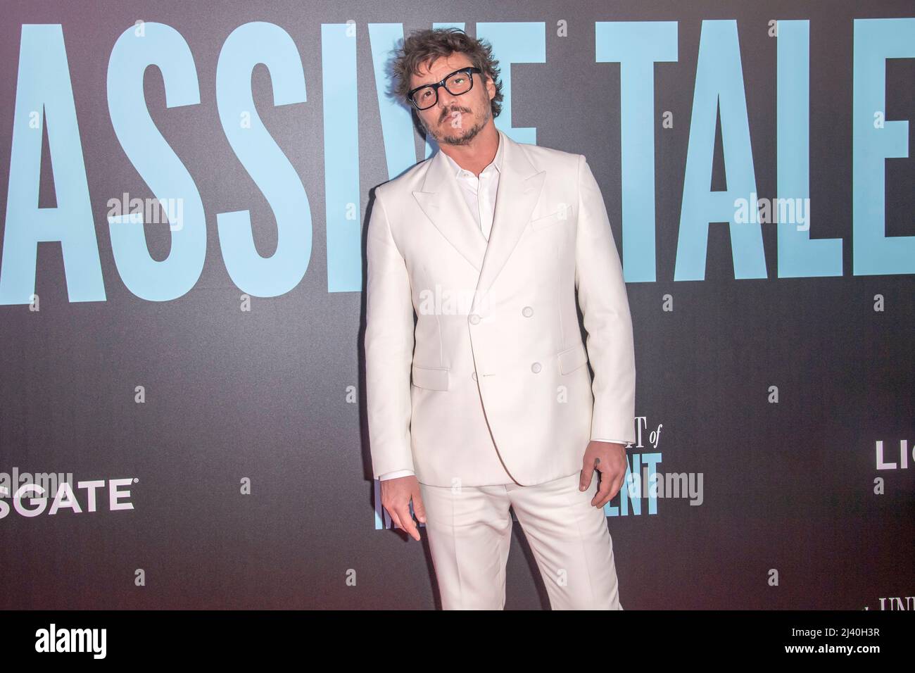 NEW YORK, NEW YORK - APRIL 10: Pedro Pascal attends 'The Unbearable Weight Of Massive Talent' New York Screening at Regal Essex Crossing on April 10, 2022 in New York City. Stock Photo