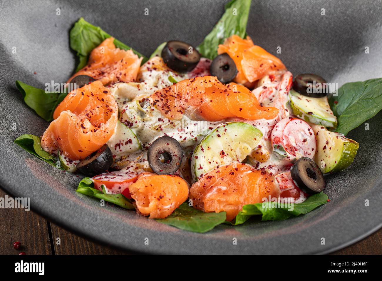 Gourmet salmon salad with vegetables Stock Photo Alamy