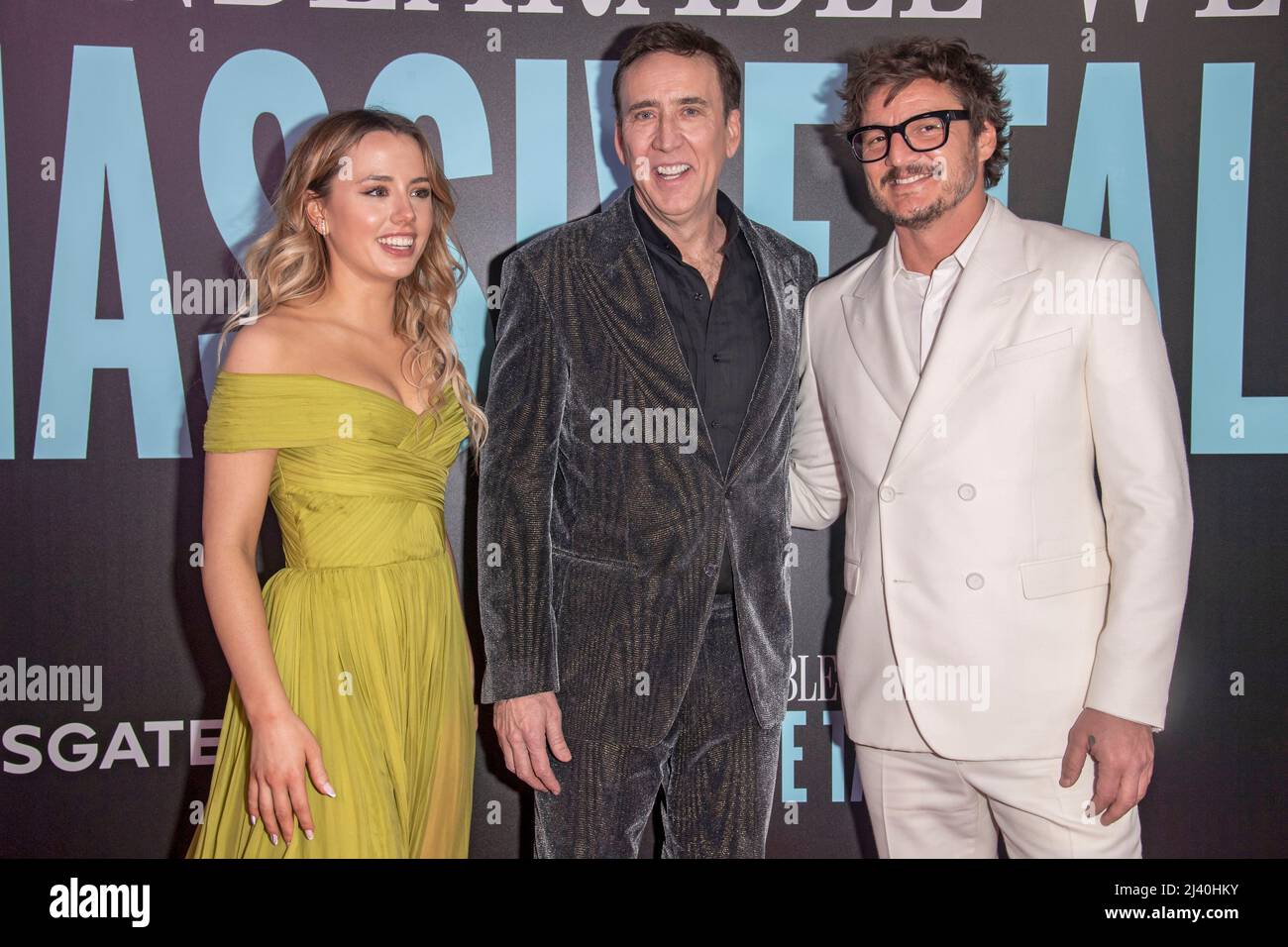 NEW YORK, NEW YORK - APRIL 10: Lily Sheen, Nicolas Cage and Pedro