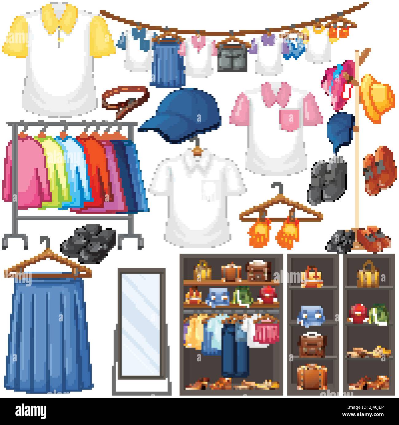 A set of different cloth on white background illustration Stock Vector ...