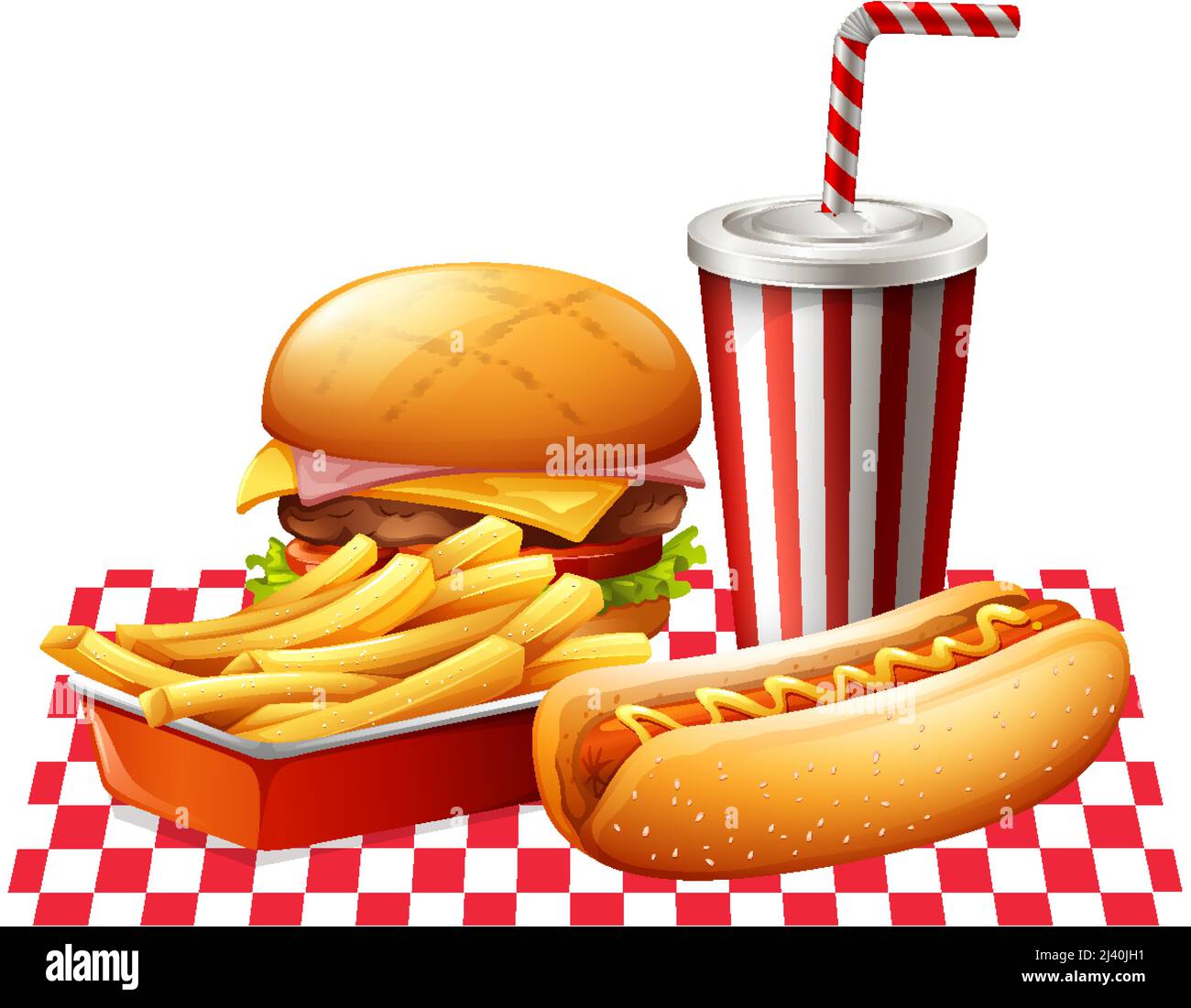 Set of fast food and beverage illustration Stock Vector Image \u0026 Art - Alamy, image size:1300x1101