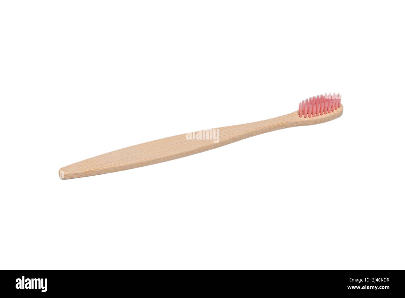 Bamboo toothbrush isolated on a white background. Top view Stock Photo ...
