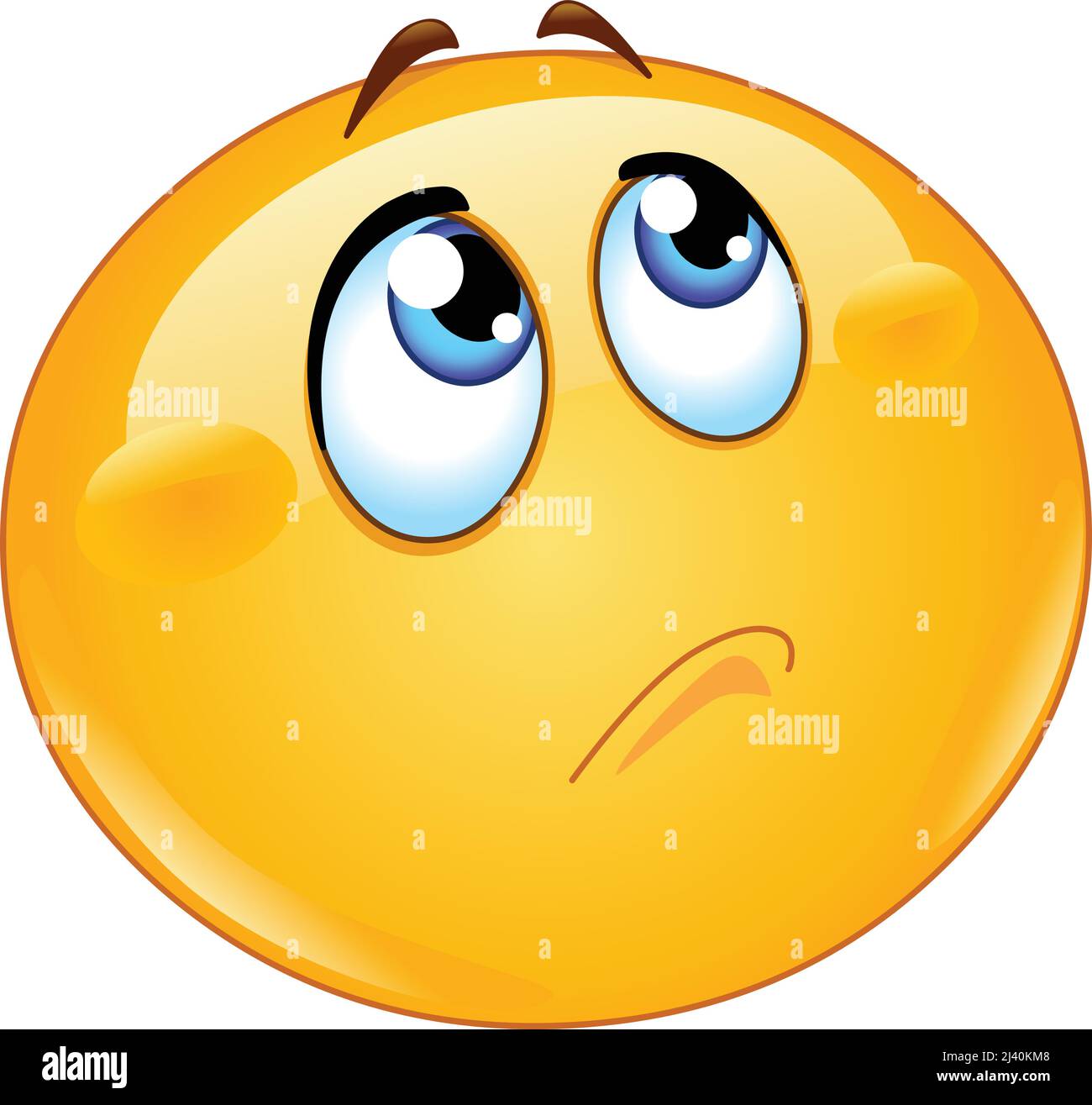 Thinking and sad emoji emoticon looking up Stock Vector