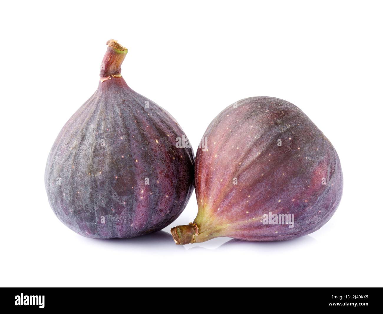 Two ripe figs isolated on white background with clipping path Stock Photo
